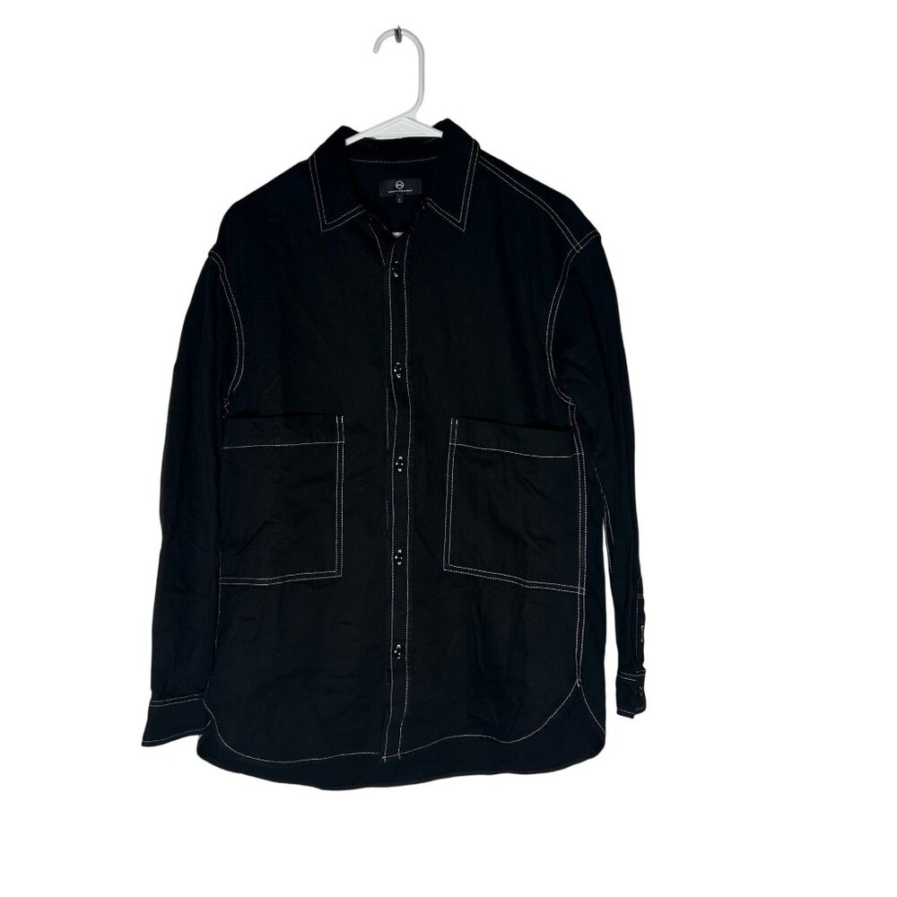 AG Adriano Goldschmied Oversized Button Front Shirt Size Small Black NWOT